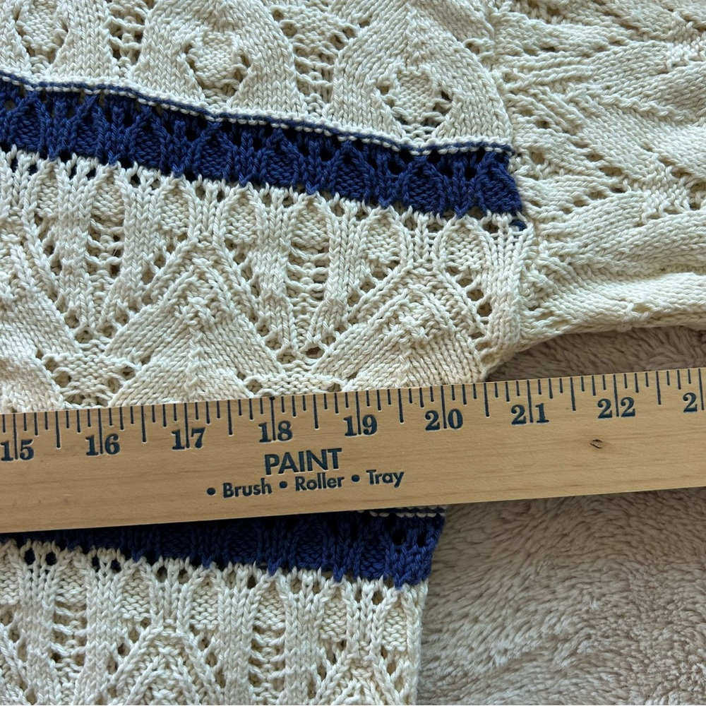 Universal Thread Crochet Navy Cream‎ Collared Sweater Size Small - Picture 6 of 8